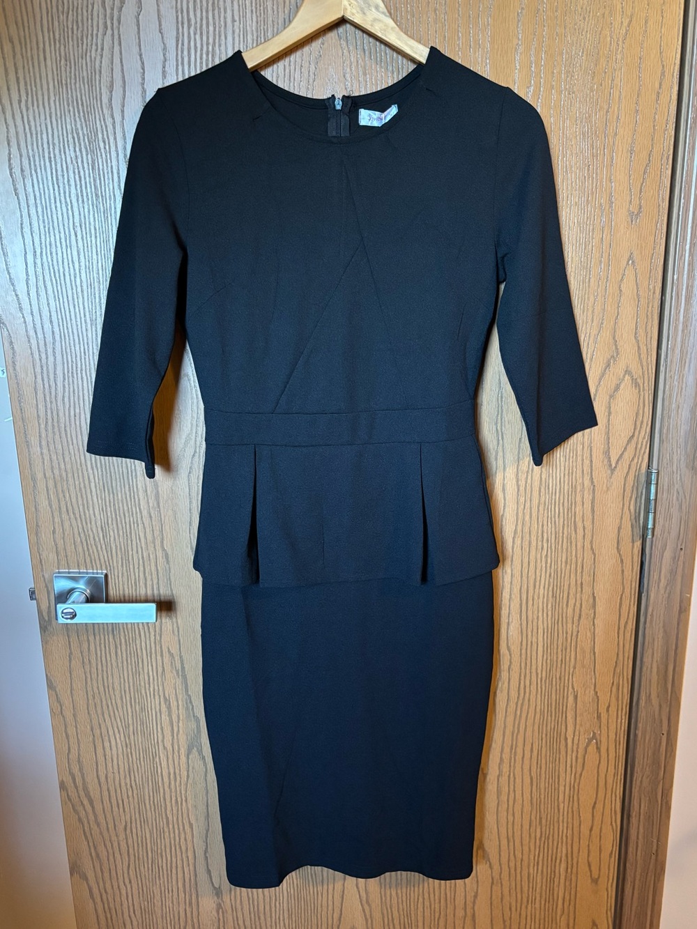 Classic Black Peplum Sheath Dress - Elegant Women's Work Dress